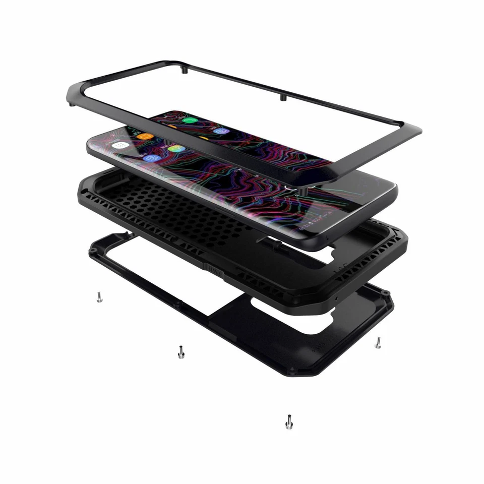 Funda protectora de goma a prueba de golpes de aluminio y metal blindada para Samsung S22 Ultra/S10/S19 Foto 3 de 4