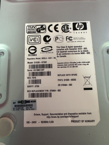 EN L'ÉTAT ALIMENTE HP Storageworks Ultrium 960 Q1539-67202 BRSLA-0401-AC - Photo 9/9