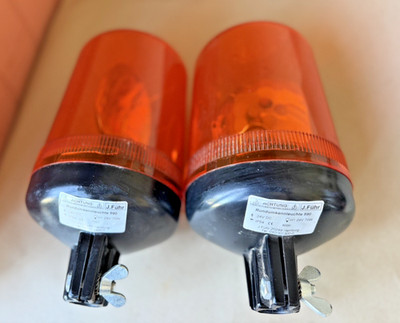2 x gelbe Dreh-/Blinkleuchte Klemme auf Stecker 24 V Traktor Warnleuchte