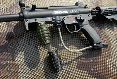SAVAGE COMBAT TIPPMANN A5 GRENADE FOREGRIP Paintball Airsoft BLACK / OLIVE