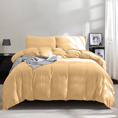 Twin Duvet Cover Set, Yellow Cooling Boho Microfiber Breathable Dorm Duvet