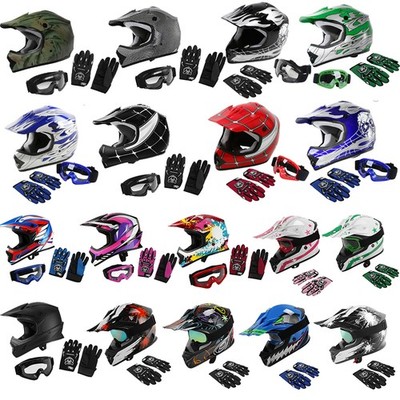DOT Youth Kids Motocross ATV Dirt Bike UTV MTB Off Road Helmet Goggles Gloves