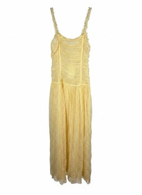 Ulla Johnson Florelle Dress Lemonbalm Yellow Lace Mesh Midi Gown PS250141 Size 6