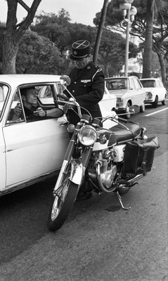 #ad Police motorcyclist checking a motorist in Nice in 1968 Historic Old Photo AU $9.00