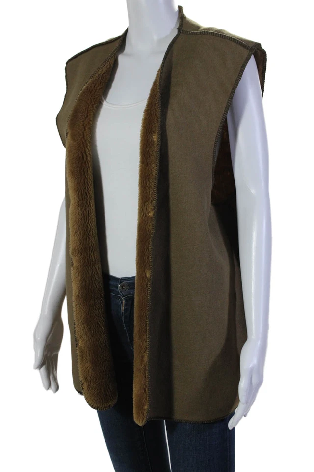 Colete Barbour Feminino de Pele Sintética Sem Mangas Abotoado Bege Tamanho M - Imagem 3 de 4