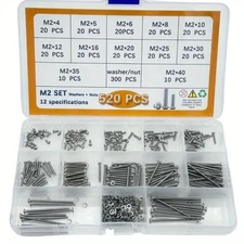 520PCS Stainless Steel Hex Socket Cap Head Bolts Screws Nuts M2 304 Kit set