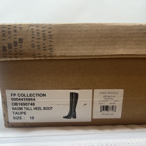 NEU Free People Naomi hohe Lederstiefel mit Blockabsatz Größe 10 taupe - Bild 3 von 18
