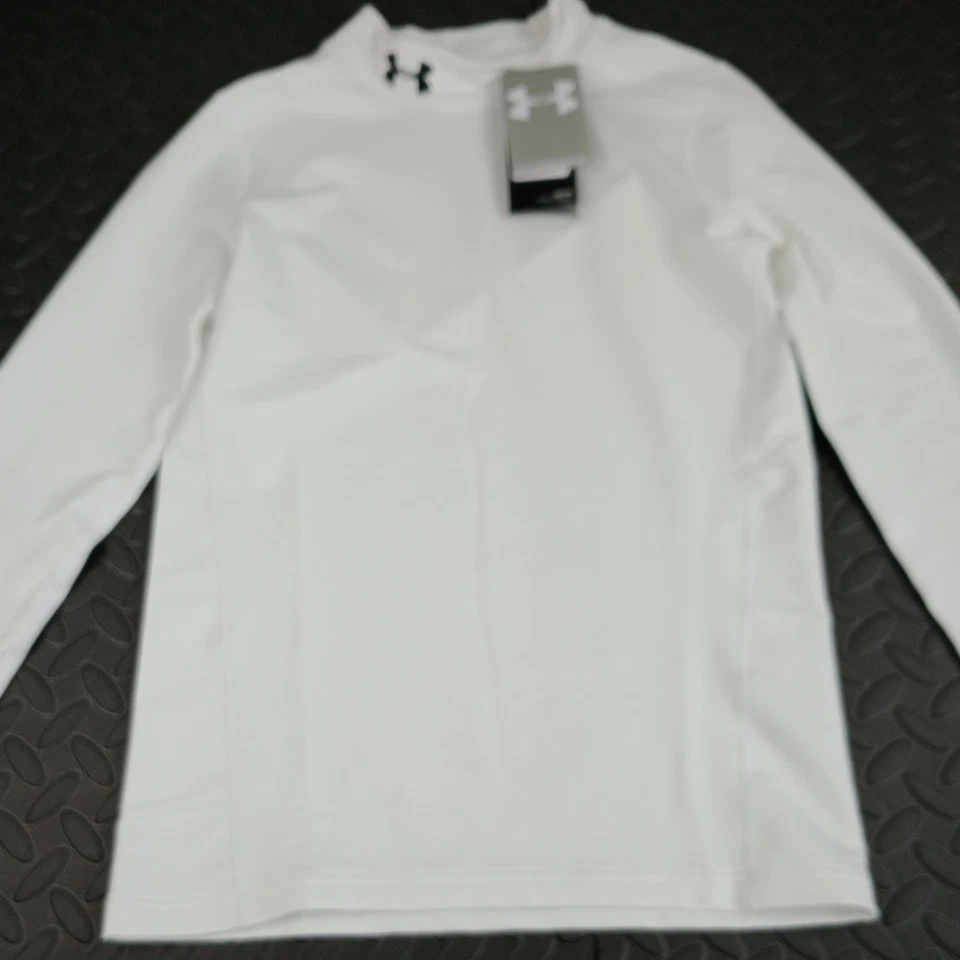 Under Armour Youth XL YXL White Long Sleeve Mock Neck Compression Shirt ColdGear - Image 4 of 4