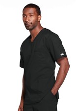 Black Cherokee Scrubs Workwear Core Stretch Unisex V Neck Top 4725 BLKW