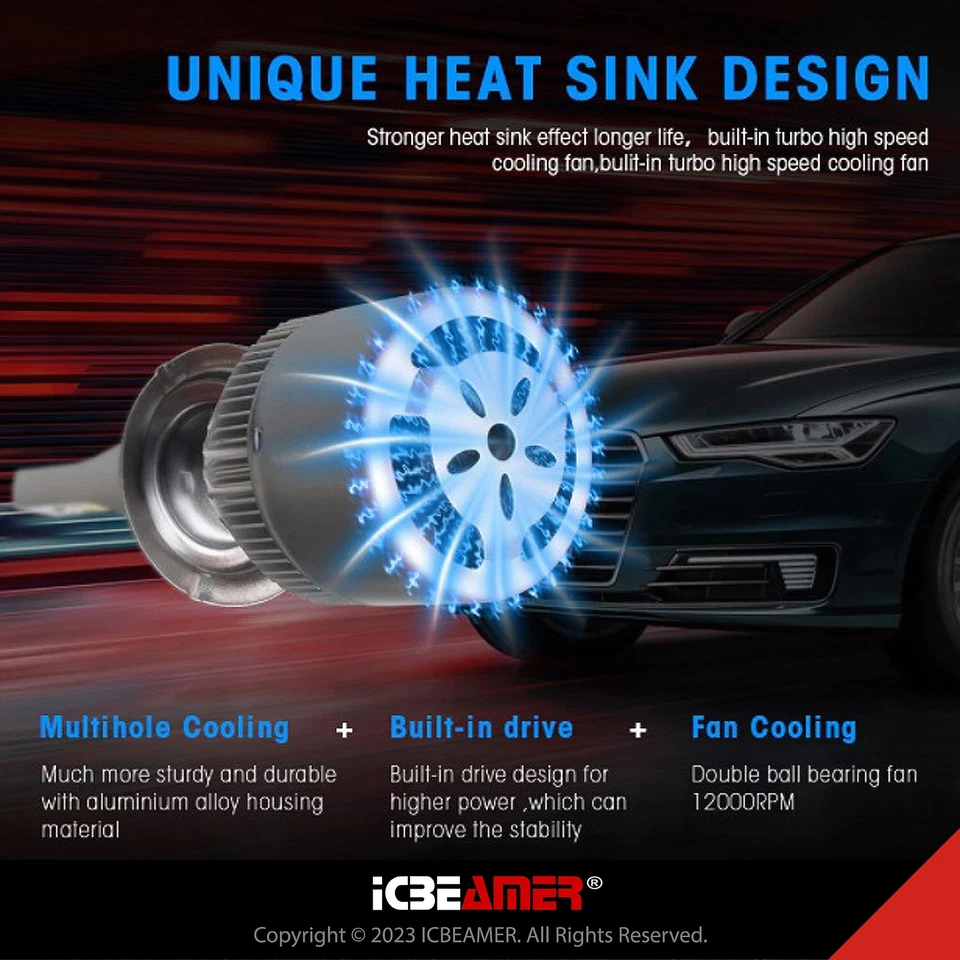 9005 HB3 LED COB Built In Harness Super White 6000K High Beam Light Bulbs J20 - Image 4 of 4