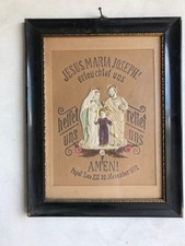 3 St. sakrale Reliefbilder mit Rahmen von 1892, Größe 45 x 57, Karton gelocht