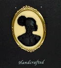 African American Woman Gold Brooch Pin Black and Ivory African Jewelry Cameo Pin