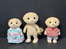 Vintage Sylvanian Families Calico Critters Golden Labrador Dog Family Lot Of 3