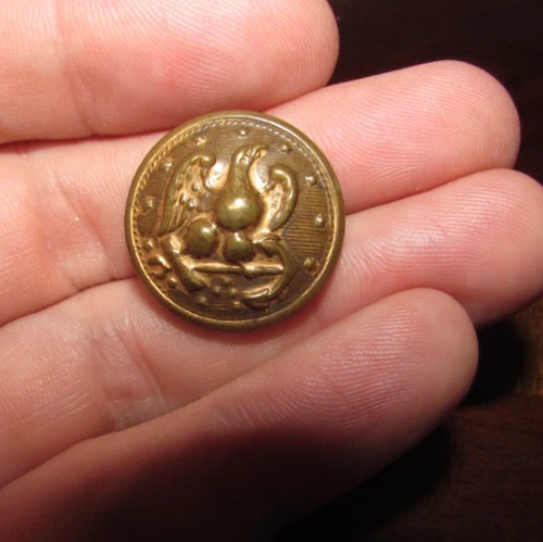 Antique Civil War Union Navy Eagle Anchor Coast Button Shank Back