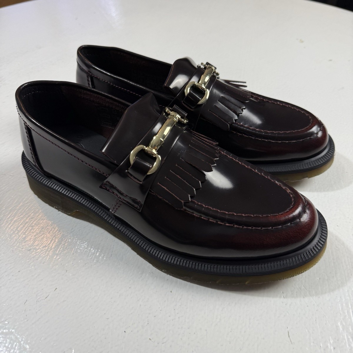 Dr Martens Adrian Snaffle Smooth Cherry Red Leather Kiltie Loafers