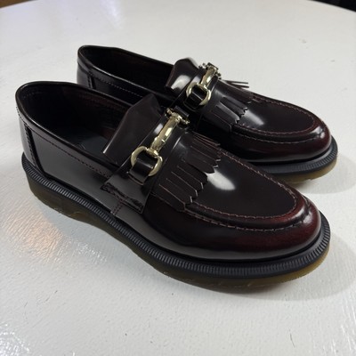 Dr Martens Adrian Snaffle Smooth Cherry Red Leather Kiltie Loafers