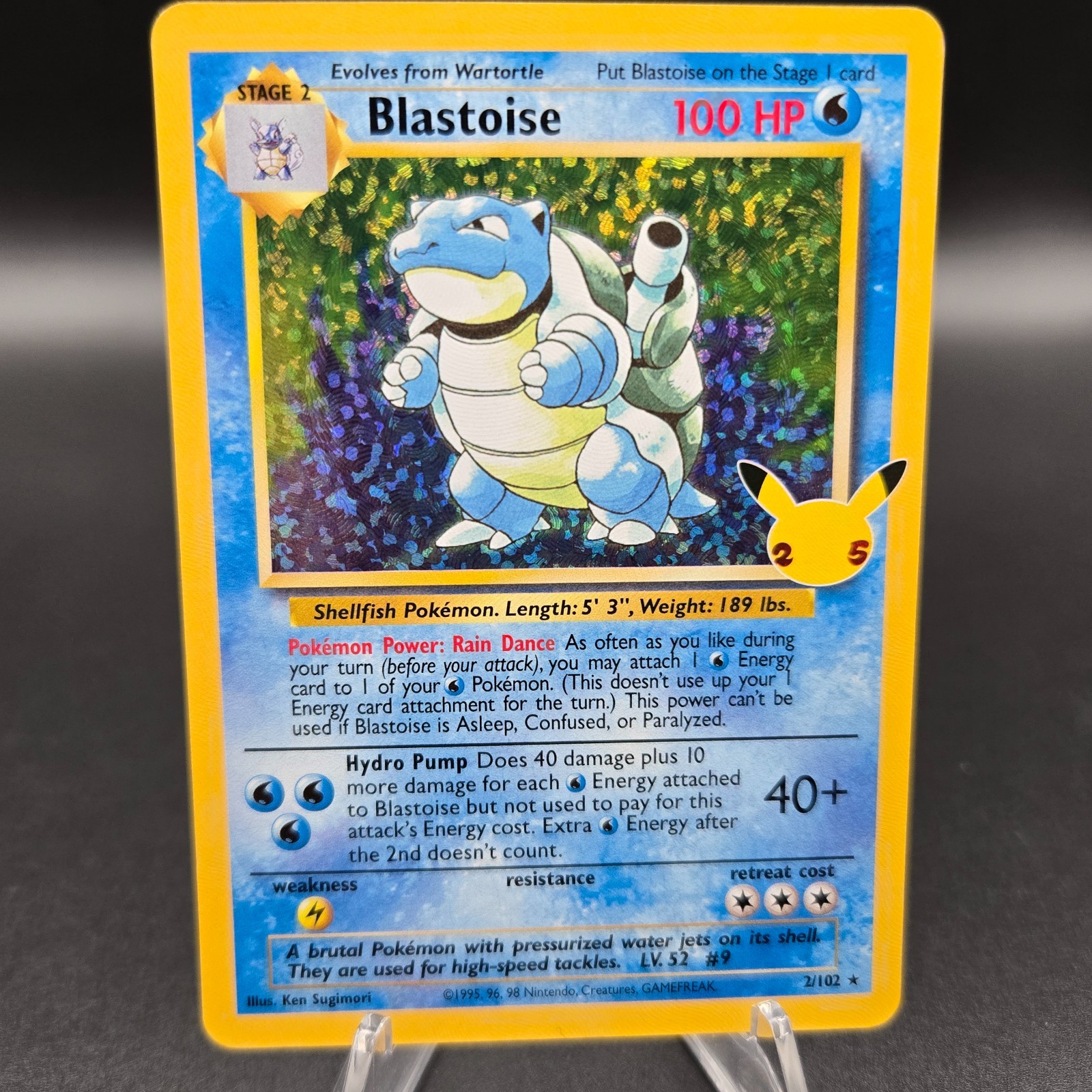 Blastoise 2/102 Pokemon Card - Celebrations: Classic Collection - NM