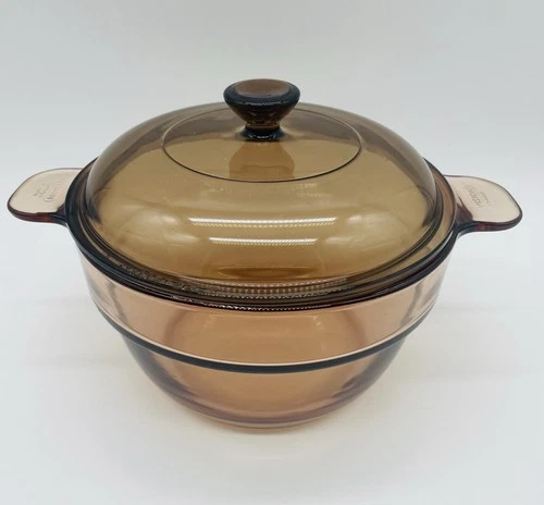 Visions PYREX Corning 1.5L Dbl Boiler insert w/Lid Amber Glass Cookware V-20-B