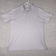 Criquet Polo Shirt Mens XL Blue White Striped Pocket Embroidered Logo Golf