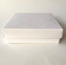Authentic CHANEL Medium White Logo-Embossed Gift Box 7 3/4" X 7 3/4" X 2 1/2" 