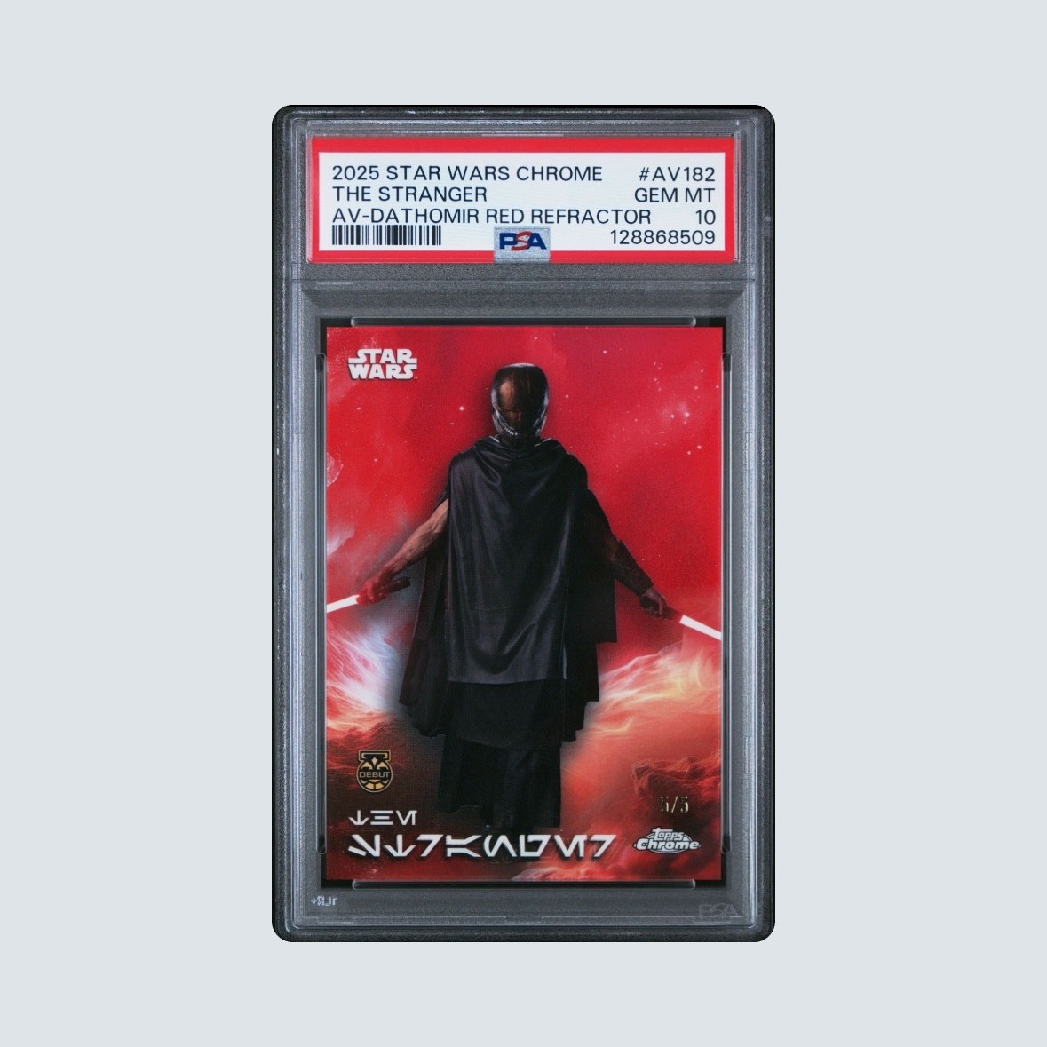 2025 Topps Chrome Star Wars The Stranger AV-Dathomir Red Ref #5/5 PSA 10 - POP 1