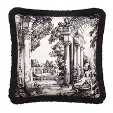 Image of Laurence Llewelyn Bowen Vista Fringed Velvet Filled Cushion/ Cushion Cover