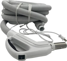 Universal Central Vacuum 30ft High-Volt Hose w/Pigtail Cord,On-Off Switch
