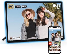 Neon Light Digital Picture Frame with 14 Inch 2K FHD Display and AI Color