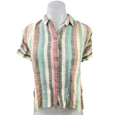 Madewell Multicolor Striped Short Sleeve Casual Button Down Shirt Top Size S