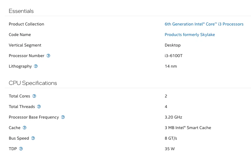 Intel Core i3-6100T 2-Core 3.20GHz 2MB Cache FCLGA1151 SR2HE Processor - Image 2 of 4