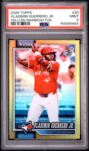 2026 Topps Vladimir Guerrero Jr Yellow Rainbow Foil 070/399 PSA 9 Mint