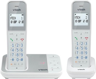 VTech XS1051 DECT Schnurloses Telefon mit Anrufbeantworter, 2 Mobilteile, Festnetz