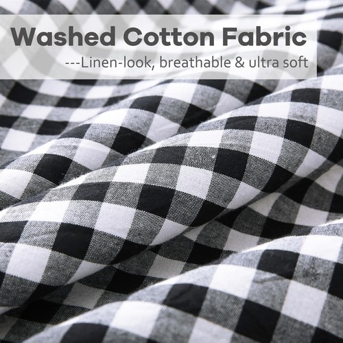 2 Pack Black and White Plaid Ruffle Gingham Standard Pillow Shams 20x26 inche... - Picture 5 of 6