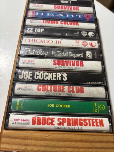 Wood 15 Cassette Tape Holder - Pine Storage Crate Unbranded W/ 15 Cassettes - Picture 6 of 9