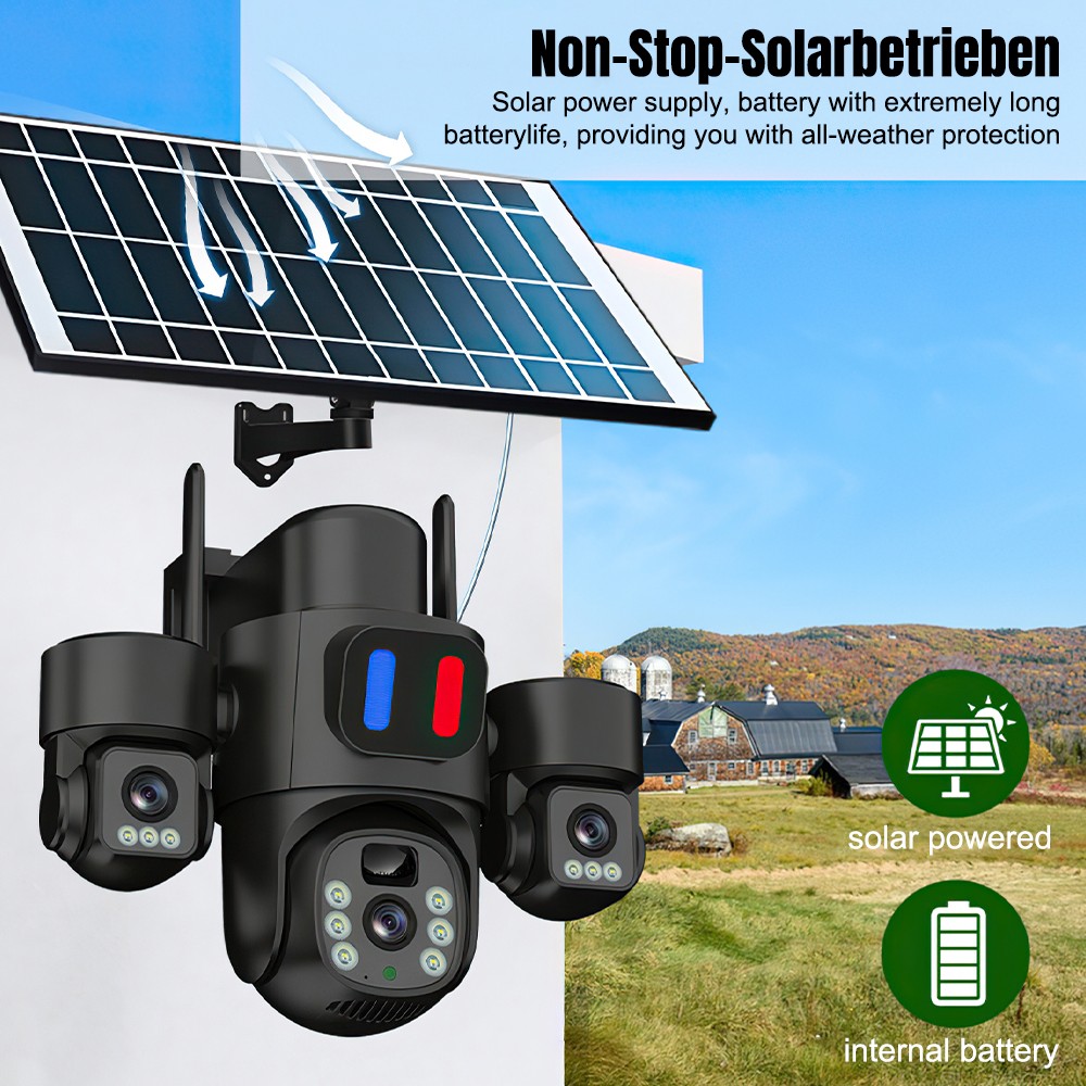 Wi-Fi 1080p Battery Camera ソーラーパネル付 Solar Battery Powered Wireless WiFi Security Camera System Home