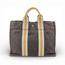 Borsa a mano originale HERMES in tela grigia nuova Fourre Tout PM Ginza Limit...