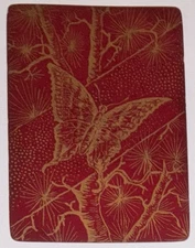 LB56 Swap Playing Cards 1 OLD WIDE LACQUER MOTHS TREES