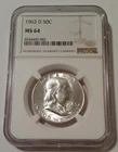 1963 D Franklin Half Dollar MS64 NGC