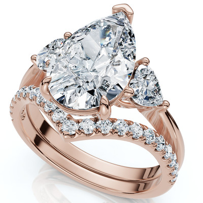 Zertifizierter 3,60 kt Diamant Verlobungsring Ehering Set 14 kt Gold oder Pt Lab Grown