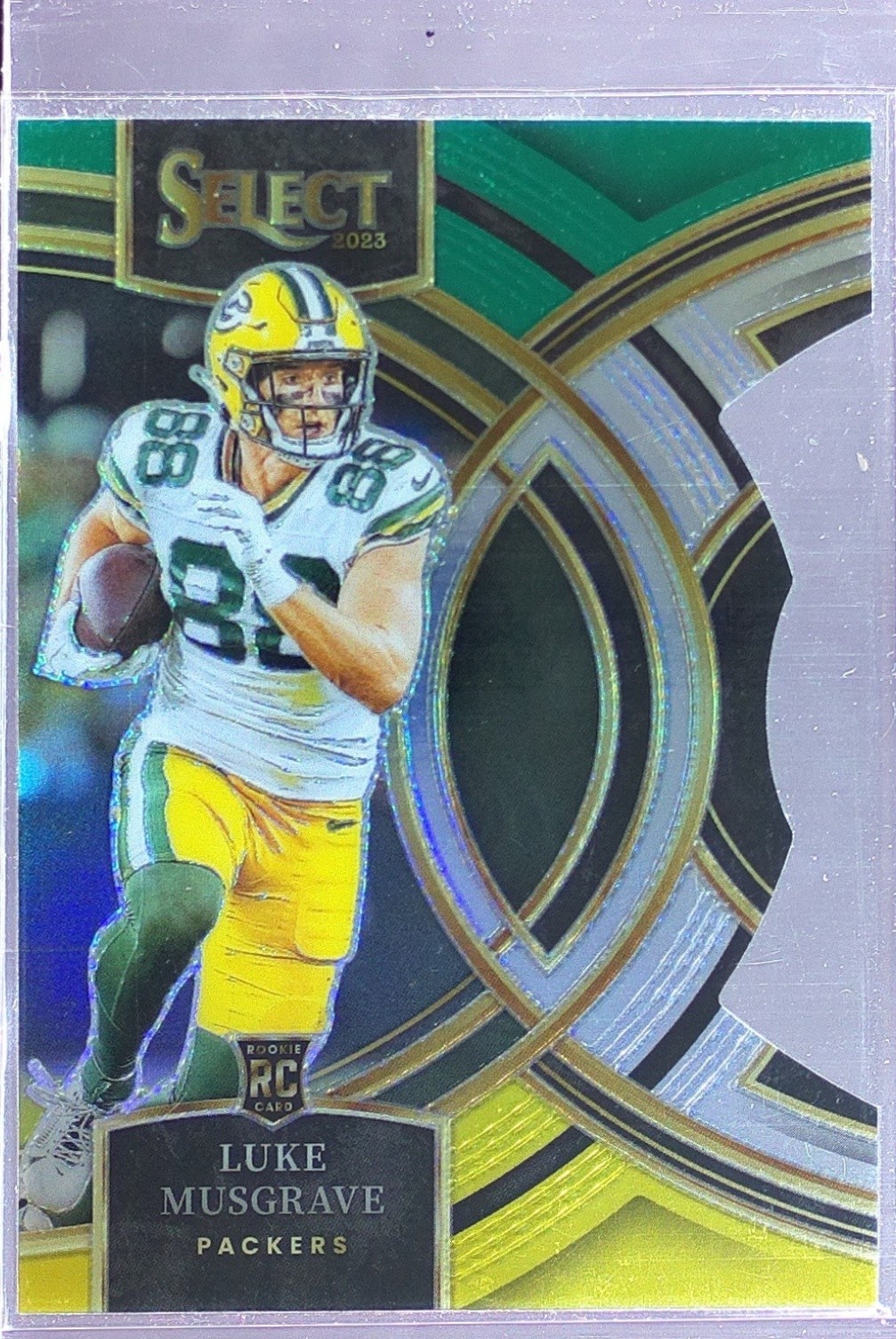 2023 Select Luke Musgrave Green and Yellow Prizms Die Cuts RC #166 Packers