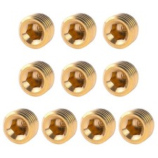 10 PCS 1/4" NPT Male Pipe Plug Fitting Set Brass Hex Counter 1/4 npt, Golden 