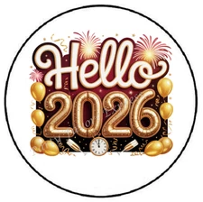 HELLO 2026 HAPPY NEW YEAR ENVELOPE SEALS LABELS STICKERS PARTY FAVORS