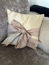 Kylie Minogue At Home Satin Beige Bow Cushion 45CM x 45CM VGC