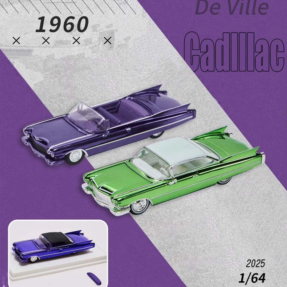 Механик 1/64 1960 Cadillac купе De Ville фиолетовый/зеленый - Изображение 2 из 2