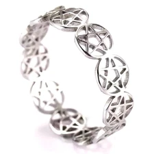 Pentacle Ring Silver Stainless Steel Wicca Pagan Protection Star Band Sizes 6-10