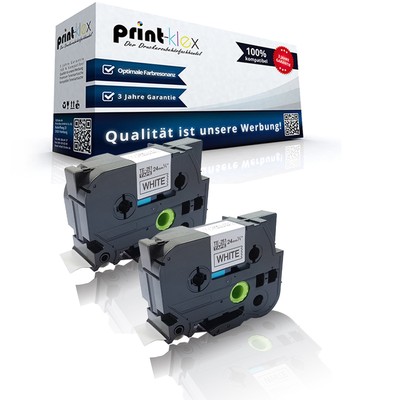 2x Ersatz kompatible Schriftbänder für Brother TZE251 Schwarze Schrift -Drucker 