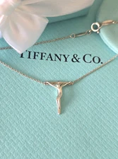 Tiffany & Co. Elsa Peretti Cross Crucifix Pendant 16" Sterling Silver Necklace