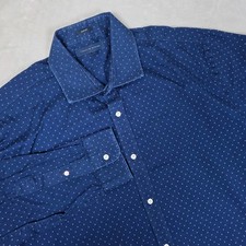 Tommy Hilfiger Dress Shirt Mens XL Slim Fit Blue Micro Dot Long Sleeve Casual