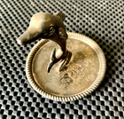 DOLPHIN ON THE WAVE BRONZE TONE VINTAGE ASHTRAY 3 1/4" X 3" TALL MADE IN CHINA — photo 3