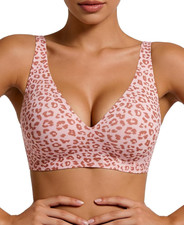 Jelly Wireless Bras for Women Seamless Deep V Push up Plunge Bra Comfortable No